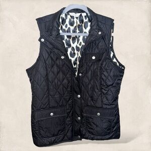 Charter Club Quilted Black & Cheeta Womens Size Large
